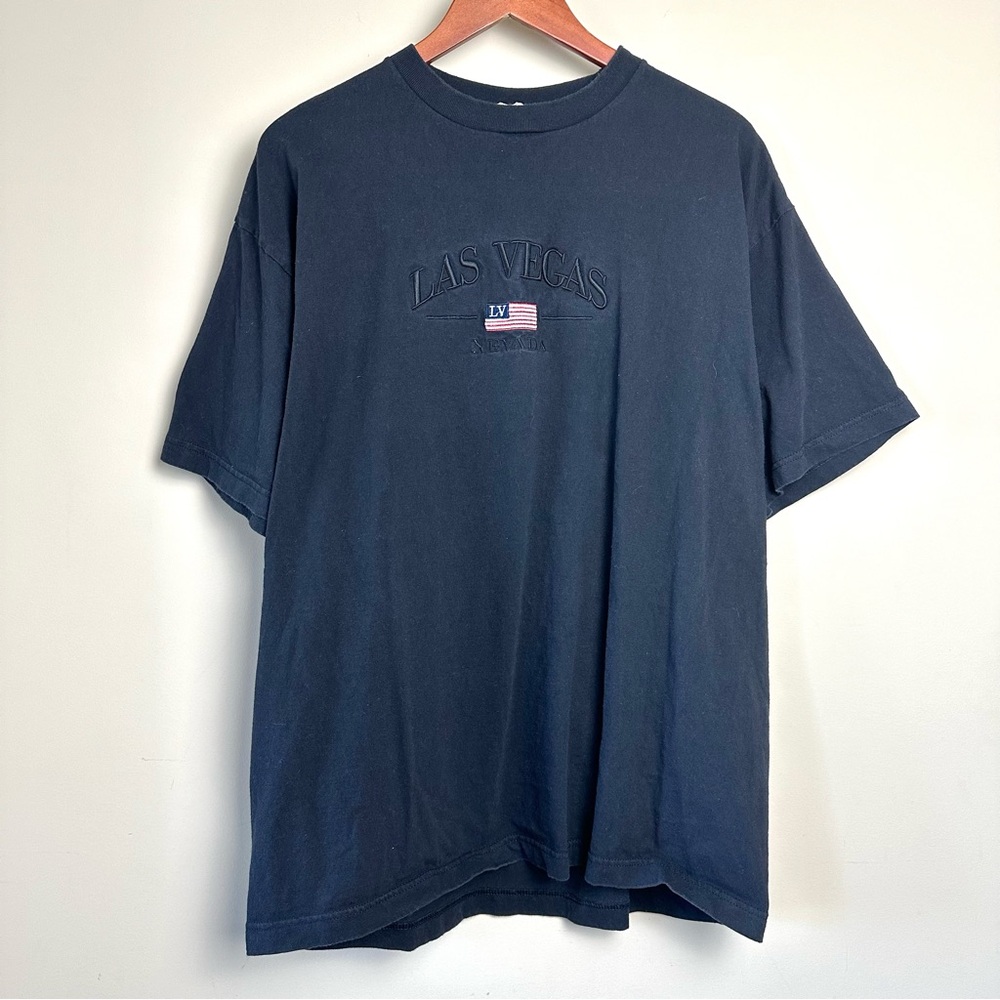 Vintage 100% Cotton Las Vegas Embroidered Black Tee XL